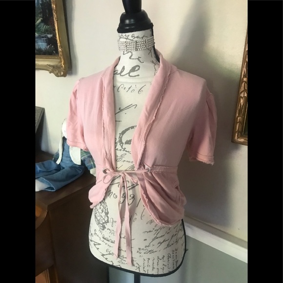 VTG Mossimo Pink Tie Front Cotton Cardigan XS - Picture 6 of 6